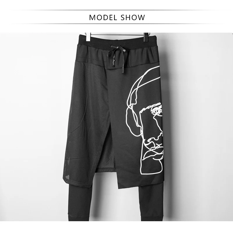 Culottes Punk Rave Pants Men Kilt Fashion Streetwear  (2)