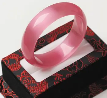 

free shipping Certified 100% natural ice chalcedony pink bracelet "Handmade" 59mm