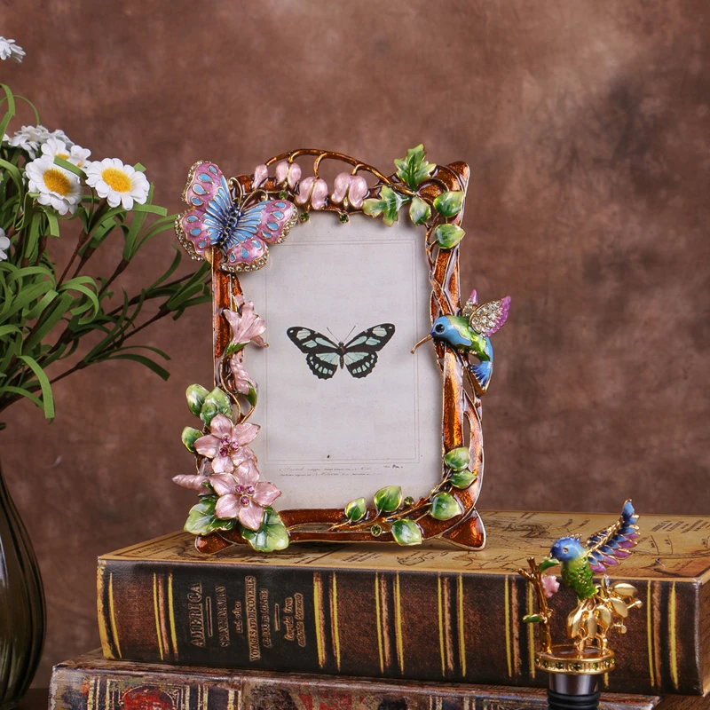 

4x6 inch Europe style Dimond bird metal shinning photo Frames for Home decoration popular wedding gift free shipping JA-1533A1