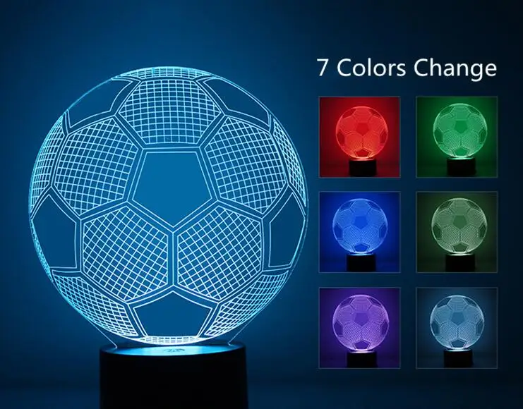 Новейший 3D креативный акриловый светодиодный ночник 7 цветов Изменение футбольного деко lamparas abajur 3D светодиодный Настольный светильник - Испускаемый цвет: Color change touch