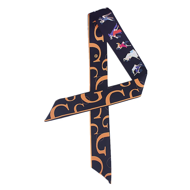 

2019 Fashion Skinny Scarves for Women Print Ribbon Silk Hair Scarf Lady Hand Bag Tie Band Female Neckerchief
