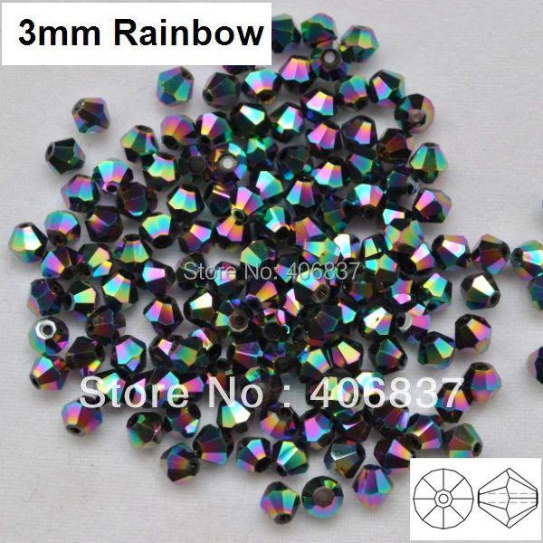 

Free Shipping! 720pcs/Lot, Chinese Top Quality 3mm Rainbow Crystal Bicone Beads