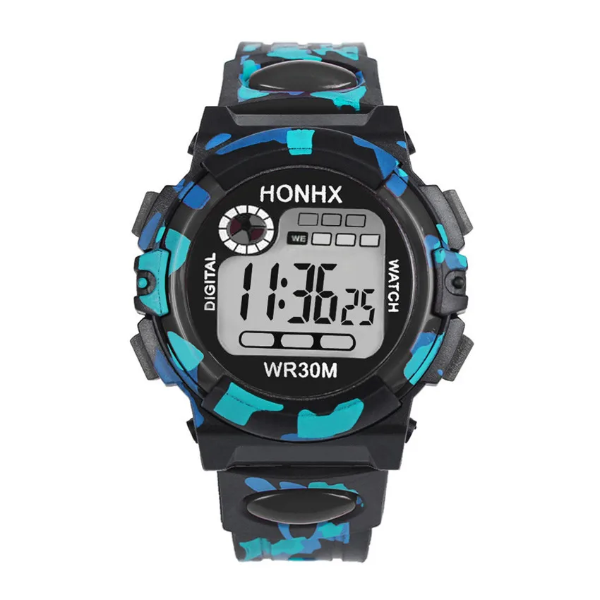 HONHX многофункциональные детские цифровые часы для мальчиков и девочек детские резиновые спортивные электронные детские наручные часы светодиодный Дата часы для детей