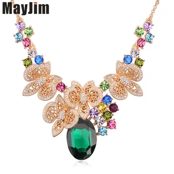 

2018 Austrian Crystal flowers Necklaces & Pendant Plated Alloy plating Jewellery & Jewerly Necklace Women Fashion Jewelry Bijoux