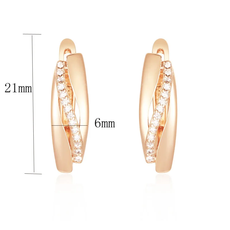 10 стильных модных женских сережек для девочек 585 цвета розового золота с белым камнем/медные висячие серьги - Окраска металла: ER0302