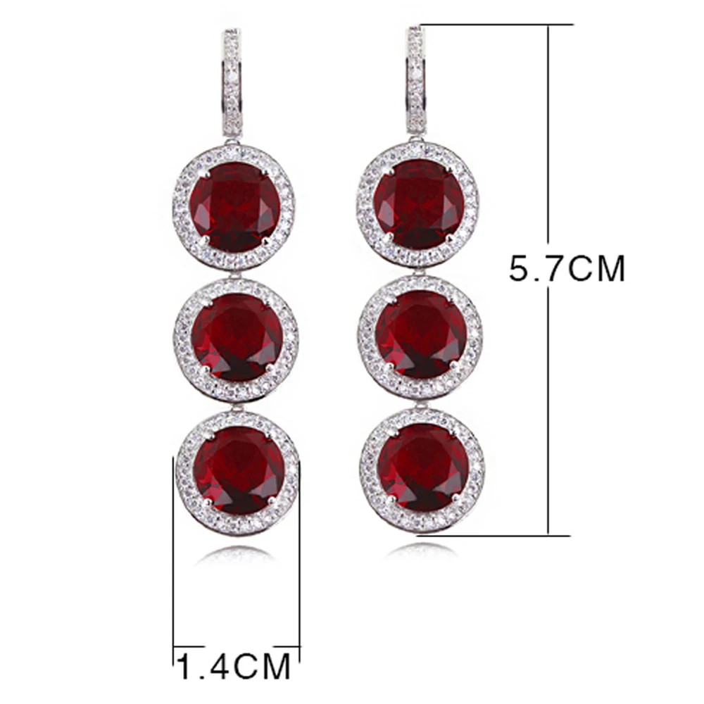 New Style Big round stone 6 colors dangling earrings women Luxurious accessories Red and White color Trendy jewelry for bridal