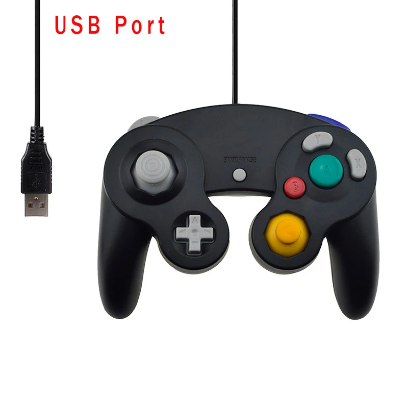 USB проводной контроллер Вибрационный амортизатор джойстик для kingd Gamecube для NGC для GC для ПК Компьютерные аксессуары - Цвет: USB Interface Black