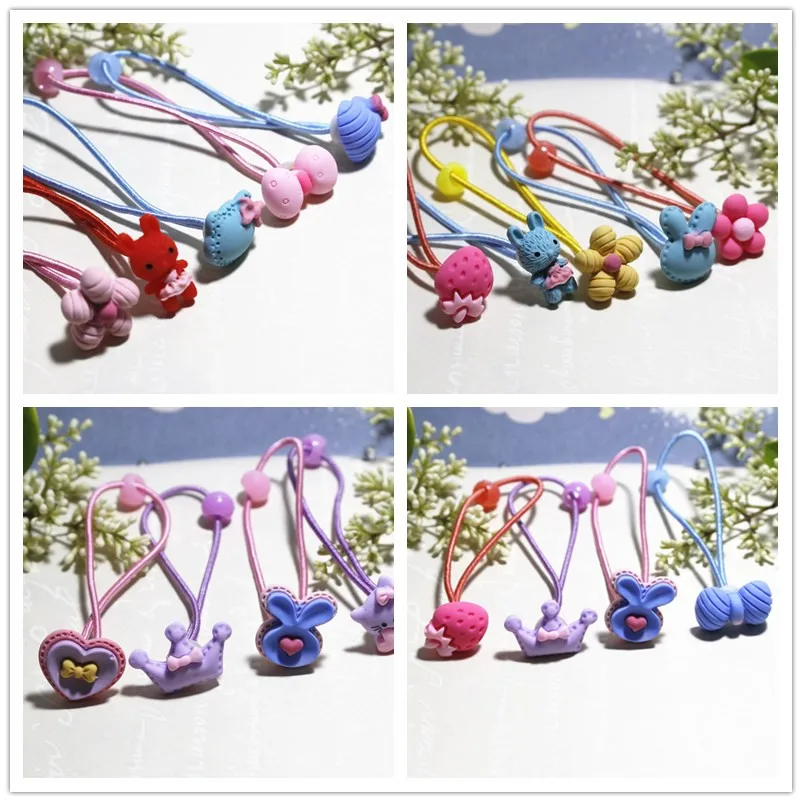 

10 New mixed color cartoon cute kids girls hair bands elastic hair bands
