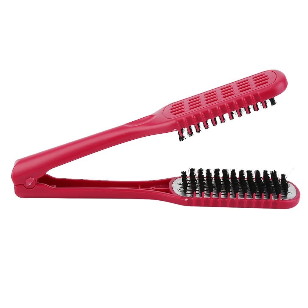 Ceramic Straightening Comb Double Sided Brush Clamp Hair Hairdressing Natural Fibres Bristle Hair Comb Hairstylig Tool