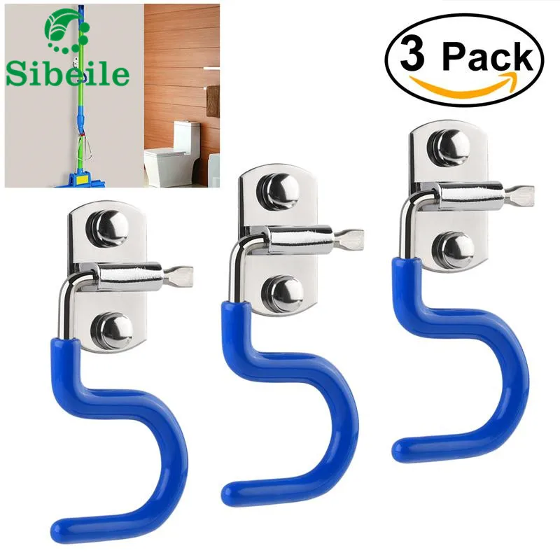 SBLE Kitchen Bathroom Organizer Rack Stainless Steel Broom Shelf Mop rack With Hooks Wall Mounted Mop Rack Broom Holder