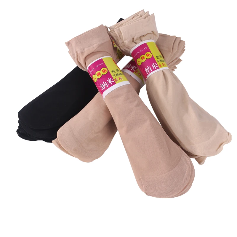

10 pairs/lot Spring Women Socks Sexy Elastic Silk Socks Female Velvet Short Silk Socks Ladies Skin Nylon Thin Socks