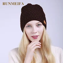 RUNMEIFA, новинка, женская вязаная клетчатая шапка, Skullies, зимний, теплый, акриловый бини, шапка для женщин, капот, бини, шапка, женские шапки