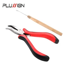 Plussign Профессиональный Кератиновое наращивание волос удаления волос плоскогубцы микро-плоскогубцы+ тянущий крюк для перьев, пучков нарощенных волос комплект 2 шт./компл