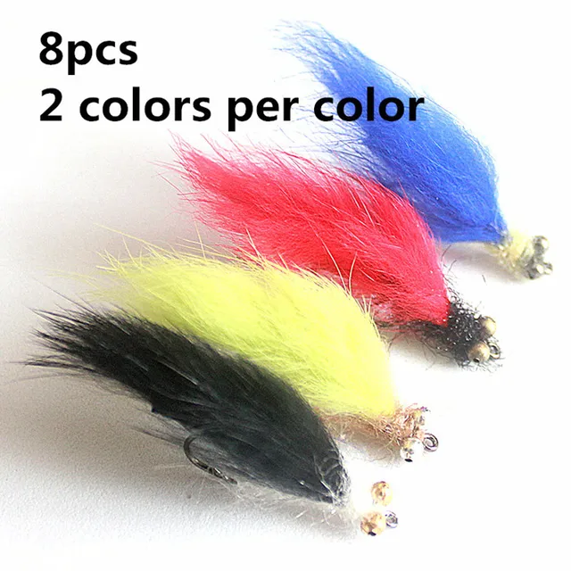 KKWEZVA 8Pcs Rabbit Fur Hare Zonker Stripes for Fly Tying Material Production Streamer Fishing Flies fly fishing Insect lure 8PCS