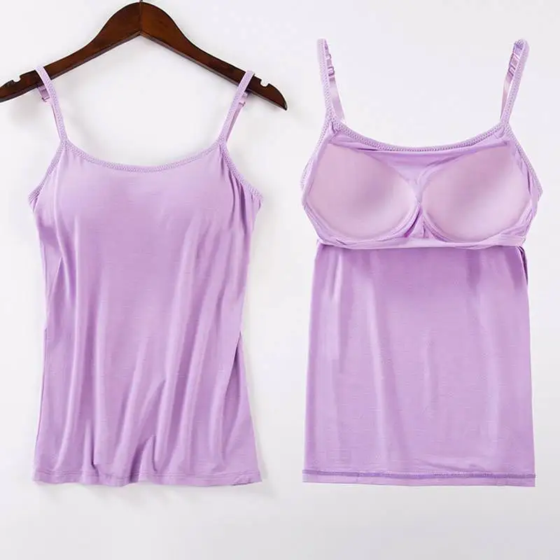 

Women Padded Bra Tank Top Women Spaghetti Cami Top Vest Female Camisole With Built In Bra