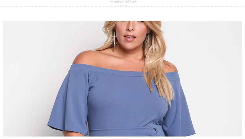 TOTNWANG 2017 Women Plus Size Off Shoulder Flare Sleeve Party Dress Sexy Split Irregular Dress Bodycon Big Size Pencil Dress WT811