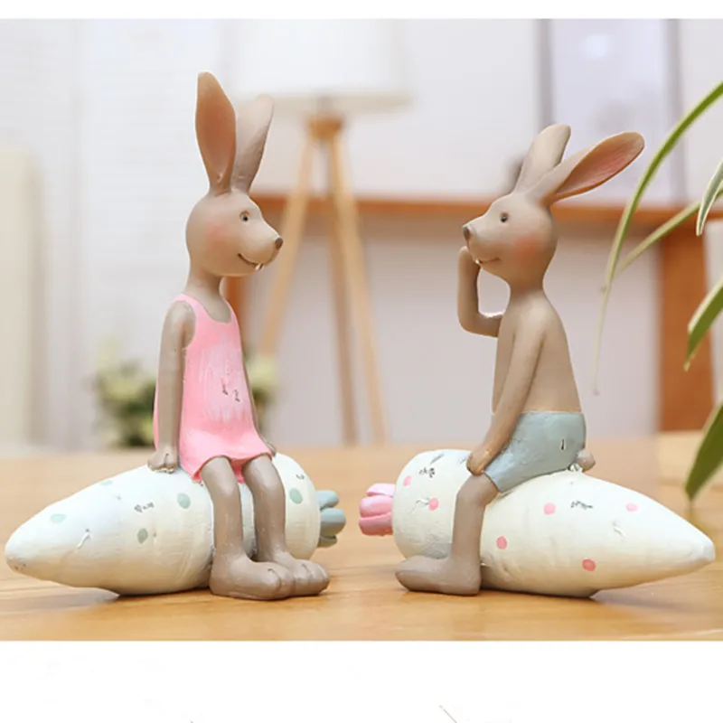 

Nordic style painting decoration crafts lovers Kitty rabbit animal window Home Furnishing desktop Decor free shipping