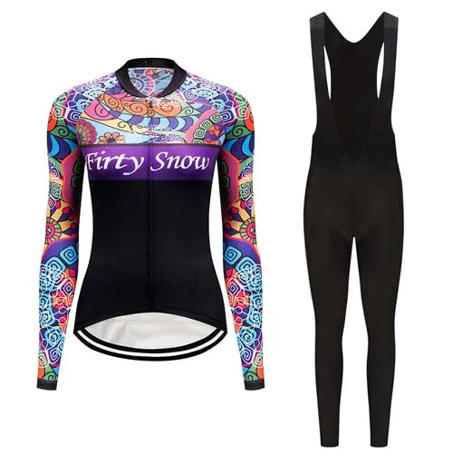 Профессиональный комплект Джерси для велоспорта, зимний теплый флисовый костюм для триатлона, костюм для велоспорта, комплект одежды для женщин, одежда для горного велосипеда - Цвет: jersey and pants