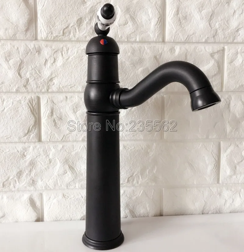 

Oil Rubbed Bronze Swivel Spout Bathroom Sink Faucets Single Handle Hole Deck Mount Wash Basin Mixer Taps Lnf366