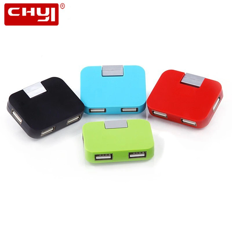

CHYI Wireless 4 Ports Mini USB 2.0 Hub Portable Square Multi USB Folding Splitter For PC Computer Laptop Desktop Accessories