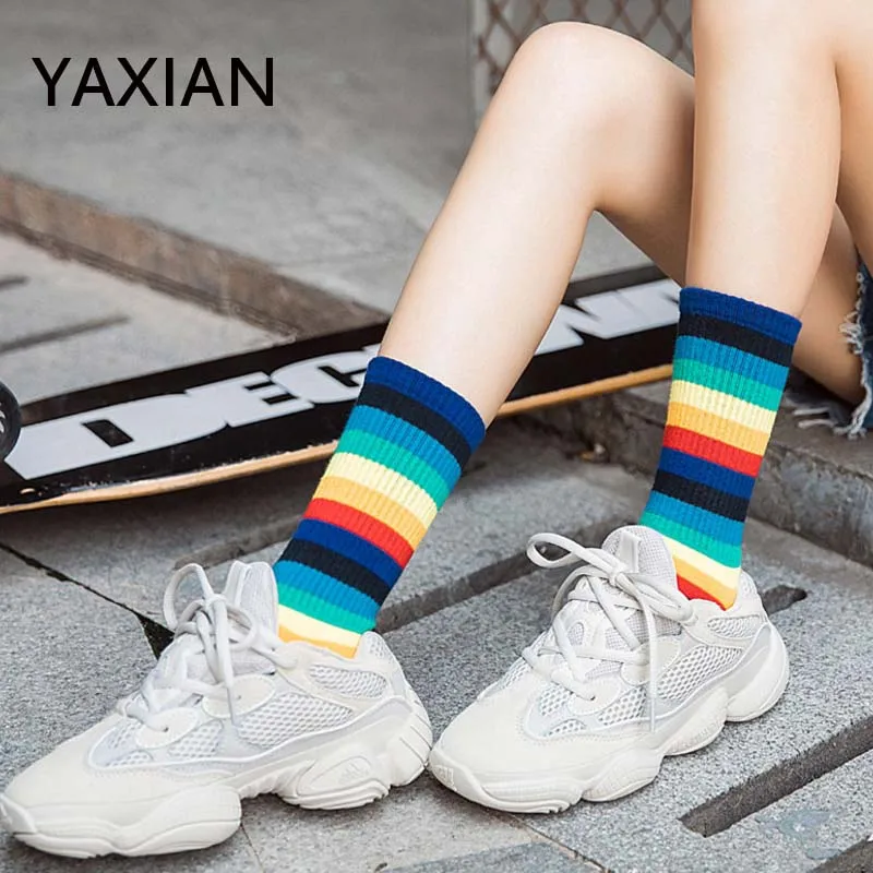 Носки для скейтборда YAXIAN длинные толстые Kawaii 2018 новые зимние женские хипстерские