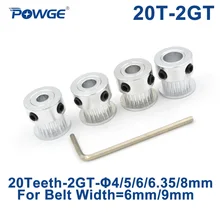 POWGE GT-poulie de synchronisation à 20 dents 2GT 2M 4/5/6/6.35/8mm pour largeur de courroie synchrone 2MGT GT2, largeur 6/10mm, 20 T