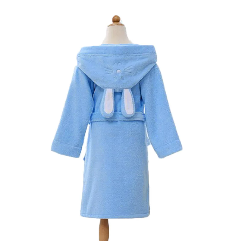 Songguiying A195 детский халат с капюшоном для маленьких мальчиков и девочек набор хлопчатобумажных банных пеньюары домашний халат для детей Домашняя одежда, ночное белье Ночная рубашка - Цвет: Blue XL