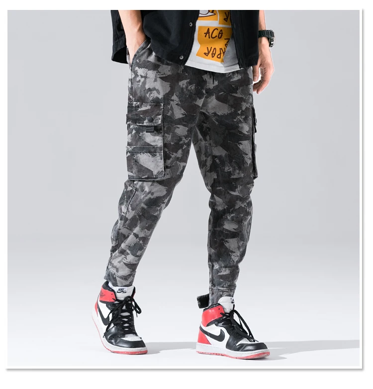 Мужские брюки для пробежек Для мужчин s хип-хоп карман Ankel грузовые штаны спортивные штаны Harajuku уличная Повседневное камуфляж Calcas Masculina