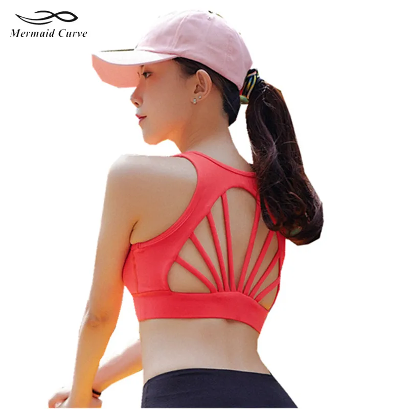 

Mermaid Curve 2017 New Women Sports Bra Gym Tank Top Push up Bra Fitness Padded Workout Sexy Back Proud as a peacock Yoga Bras