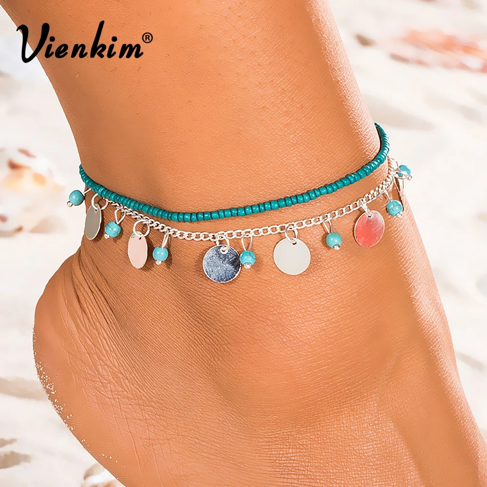 Vienkim 1 PCS Summer Beads Pendant Anklet Foot Chain Ankle Snow Bracelet Charm Leaf Anklet Tassel Beach Vintage Foot Jewelry Gif Vienkim 1 PCS Summer Beads Pendant Anklet Foot Chain Ankle Snow Bracelet Charm Leaf Anklet Tassel Beach Vintage Foot Jewelry Gif