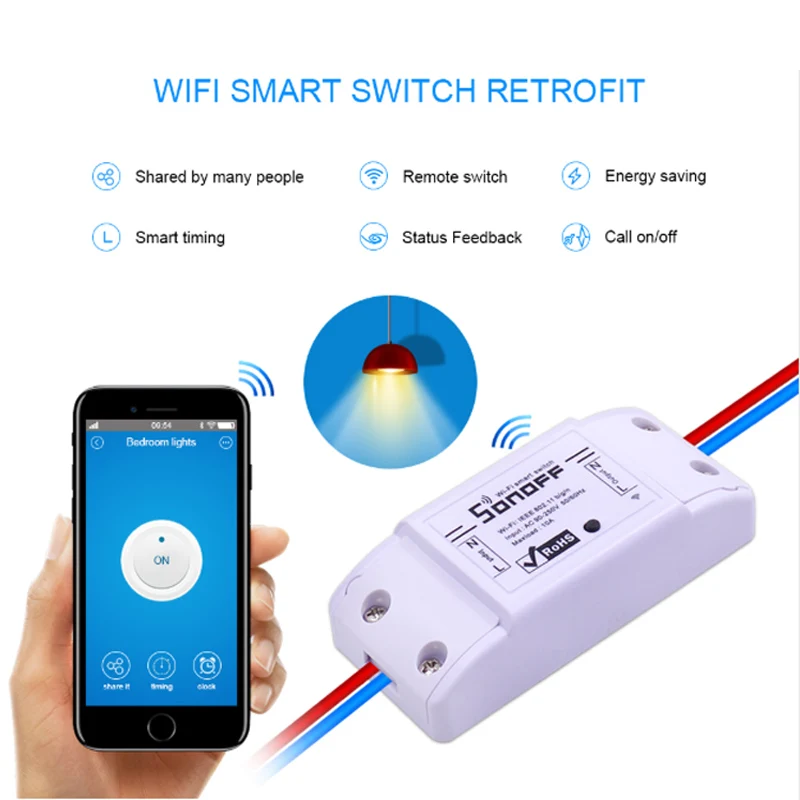 Смарт переключатель Sonoff с поддержкой Wi Fi и корпусом из АБС