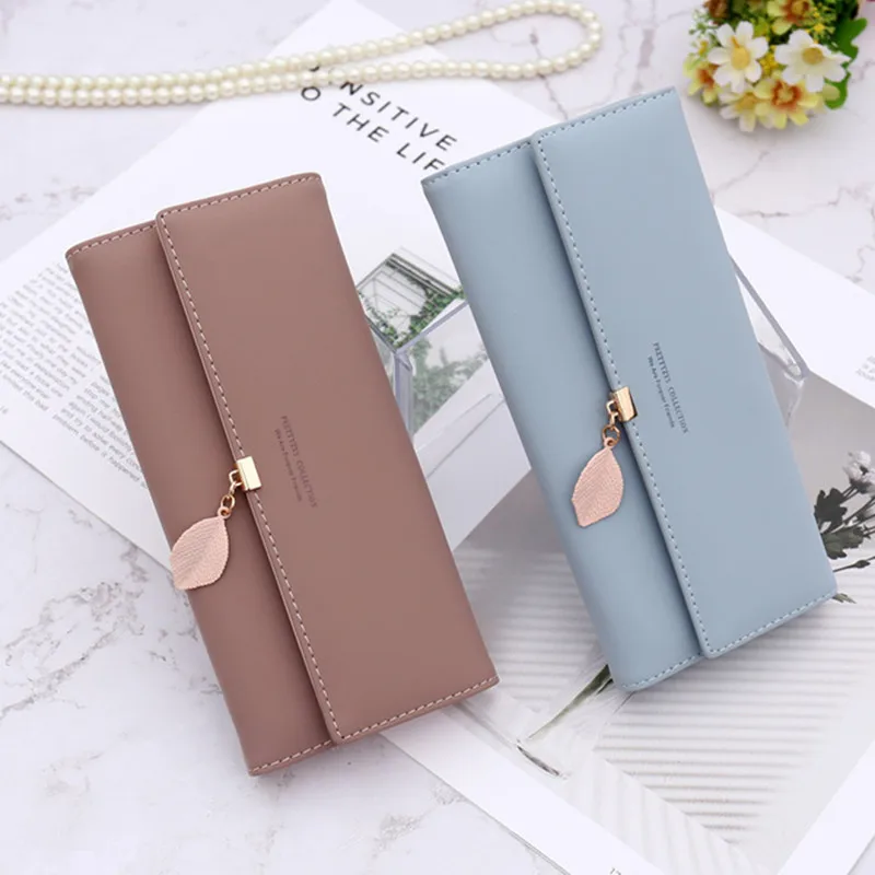 

New Women Wallet Female Purse Leather Wallet Long Trifold Coin Purse Card Holder Money Clutch Multifunction Carteira Feminina