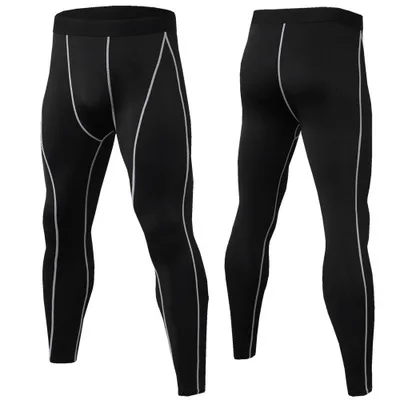 Спортивные брюки мужские Фитнес Тренировочные штаны дышащие Bpeed сухие брюки мужские стрейч-колготки - Цвет: Black bottom gray