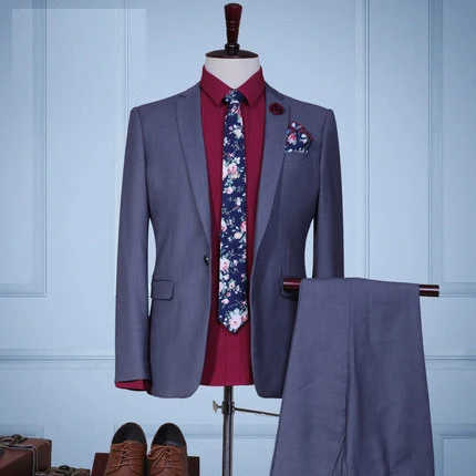 Hot Sale (Jacket+Pants+tie) 2 Pieces Men Suits Business Casual Style Plus Men Suits Single Breasted Wedding Suits Groom Tuxedos Hot Sale (Jacket+Pants+tie) 2 Pieces Men Suits Business Casual Style Plus Men Suits Single Breasted Wedding Suits Groom Tuxedos