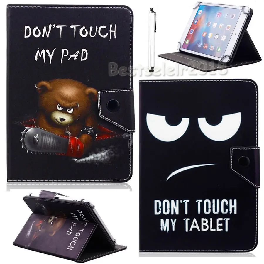 AIBOULLY смешной надписью Don't Touch My Pad Универсальный 7-дюймовый PU раскладный кожаный