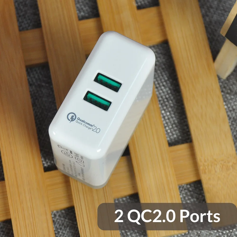 ORICO USB شاحن سريع QC2.0 المزدوج منافذ الجدار شاحن 36 W المحمول لشركة آبل سامسونج Xiaomi هواوي المحمولة الأبيض