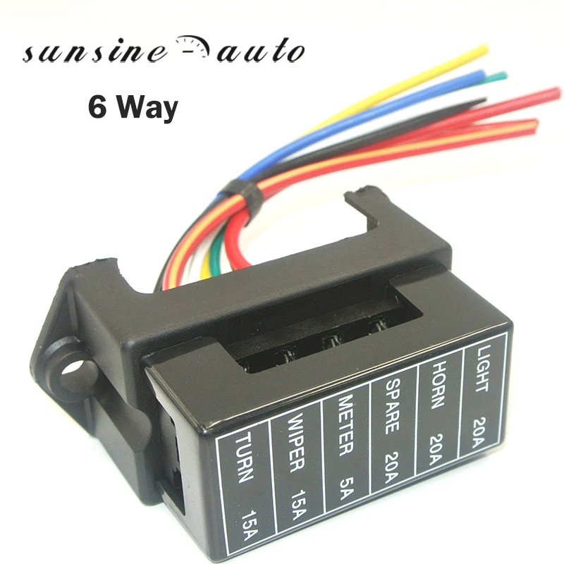 6 Way Fuse Box Circuit Standard Auto Blade Block Holder For Car Boat DC 12V-24V
