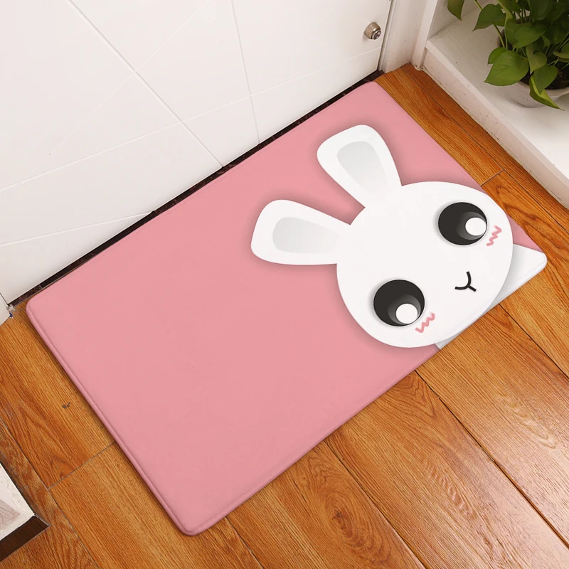 2017 New Rabbit Print Carpets Non slip Kitchen Rugs for Home Living
