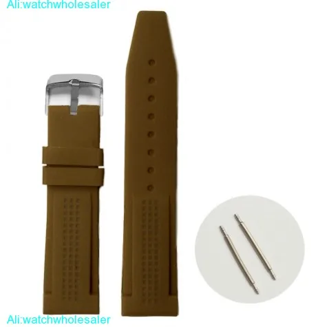22mm Dark Brown Color Silicone Jelly Rubber Unisex Watch Band Straps WB1075L22JB