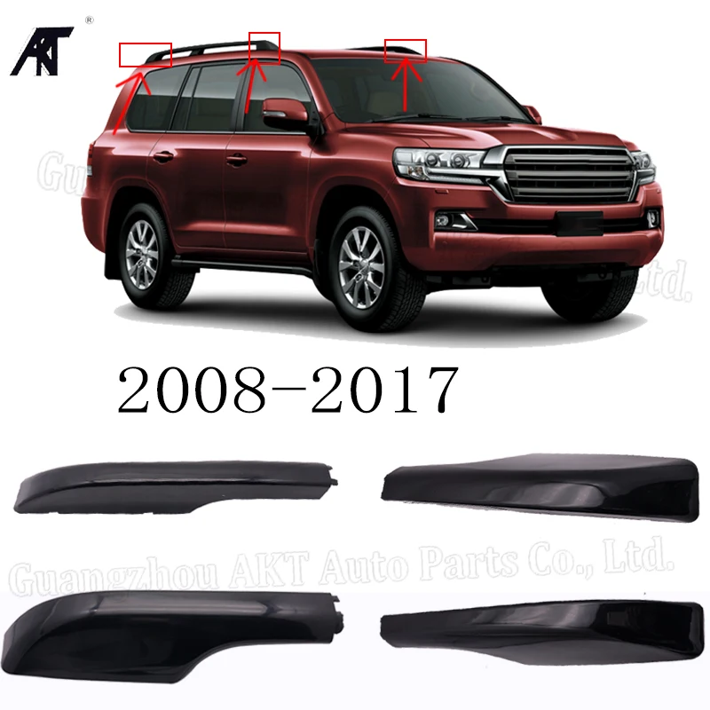 حامل سقفي غطاء سقف شريط نهاية قذيفة ل: تويوتا لاند كروزر LC200 2008-2017 أسود اللون 4 قطعة/الوحدة الأمتعة رفوف