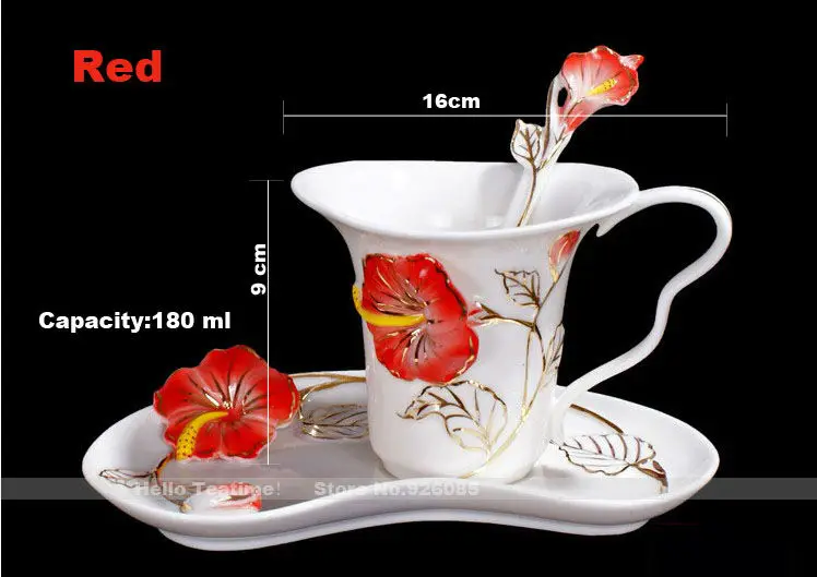 Novelty porcelain enamel flower coffee cup,special paint color milk mug