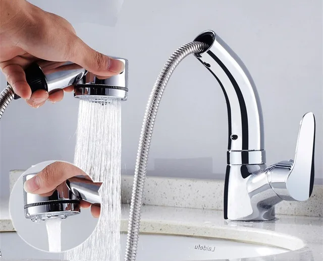 MOIIO Height Adjustable Bathroom Faucet Multifunction Pull Out Bathroom Faucet 360 Rotation Hot&Cold Water Mixer Tap waterfall MOIIO Height Adjustable Bathroom Faucet Multifunction Pull Out Bathroom Faucet 360 Rotation Hot&Cold Water Mixer Tap waterfall