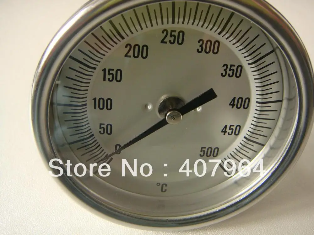 

3 inch dial Back Connection bimetal thermometer SS304 Case 0 to 500