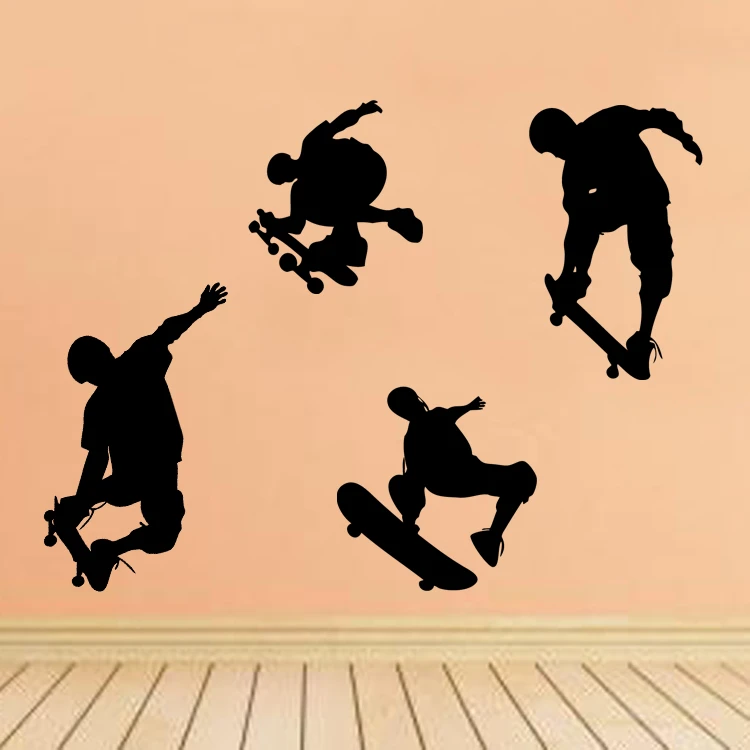 スケートボード男の子スポーツクール生活シンプルな黒 白diyウォールステッカー壁紙アートインテリア壁画キッズ子供ルームデカール Stickers Warning Decals Furnituresticker Alphabet Aliexpress