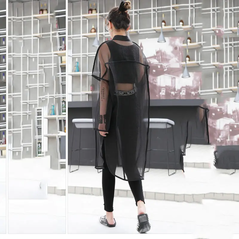  XITAO Mesh Women Long Sleeve Shirts Plus Size Perspective Blouse Korean Clothing Long Patchwork Str