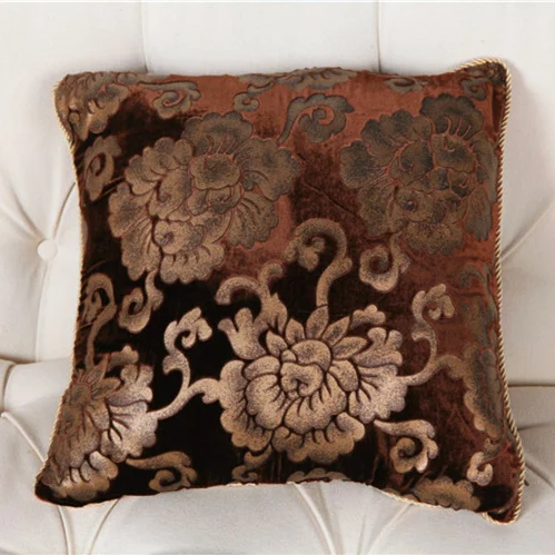 Модная Высококачественная Роскошная бархатная мягкая бронзовая подушка в виде цветка, домашний декор для дивана, стула, наволочка 30 45 см P - Цвет: Шоколад