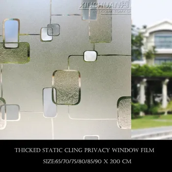 

Geometric pattern Privacy Window Film (35.4 by 78.7 Inches) Reusable Decorative Non Adhesive Frosted glass Film Stained Cover