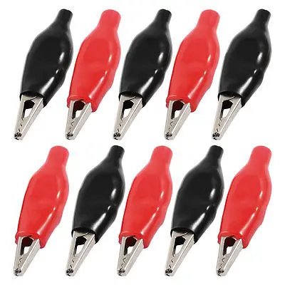 

10 x Plastic Covered Test Lead Alligator Clips Clamps 37mm