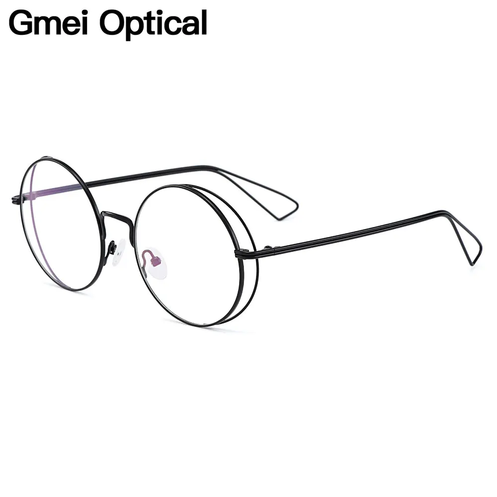 

Gmei Optical Titanium Alloy Brand Designer Retro Round Women Glasses Frames Prescription Eyeglasses Men Optical Eyewear H8037