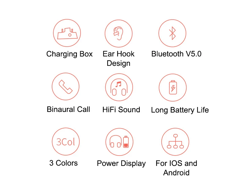 Hadinas TWS наушники 5,0, беспроводная Спортивная Bluetooth гарнитура, наушники с крючком, стерео наушники с микрофоном для мобильных телефонов, бега